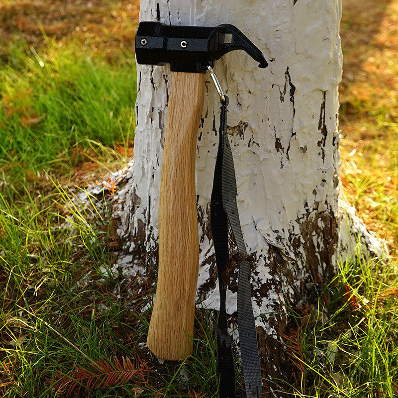 Hammer Copper Outdoor Tent With Wooden Handle Anti-slip Rope Brass Camping Hammer for Pulling Tent Nail Peg Survival Tool