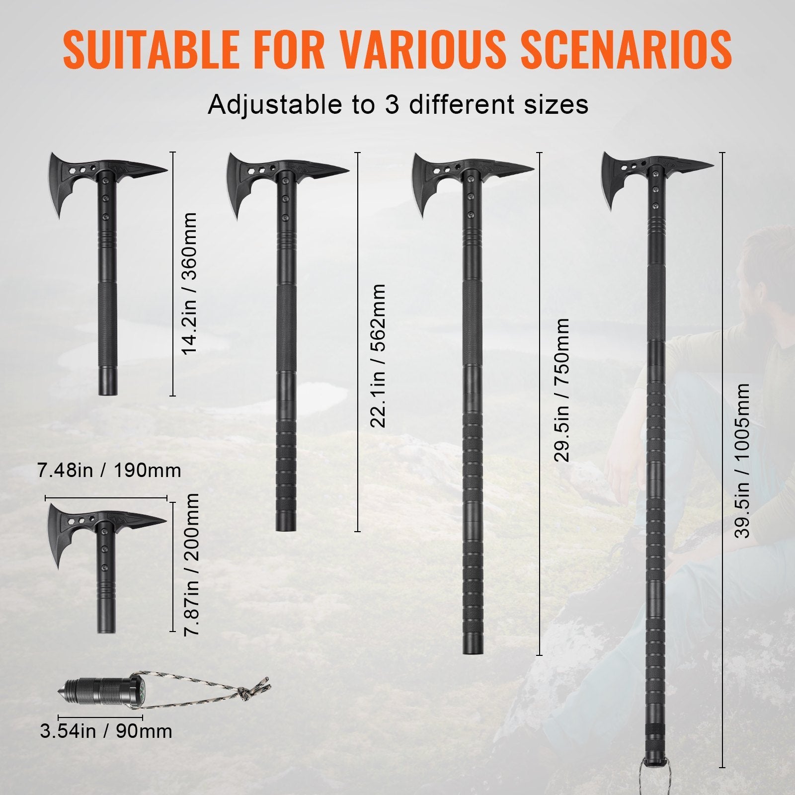 Survival Shovel Survival Axe 28-in-1 Camping Folding Shovels With Hatchet