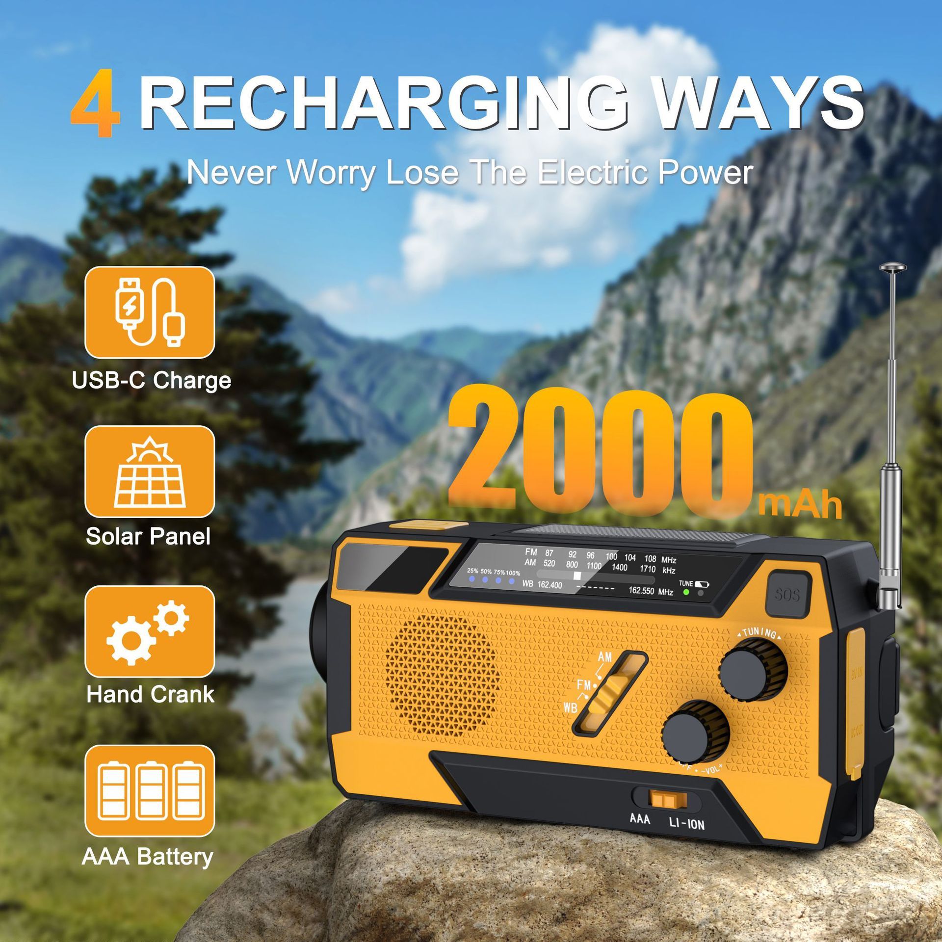 Solar Radio Torch Multifunctional Outdoor Emergency Hand Radio