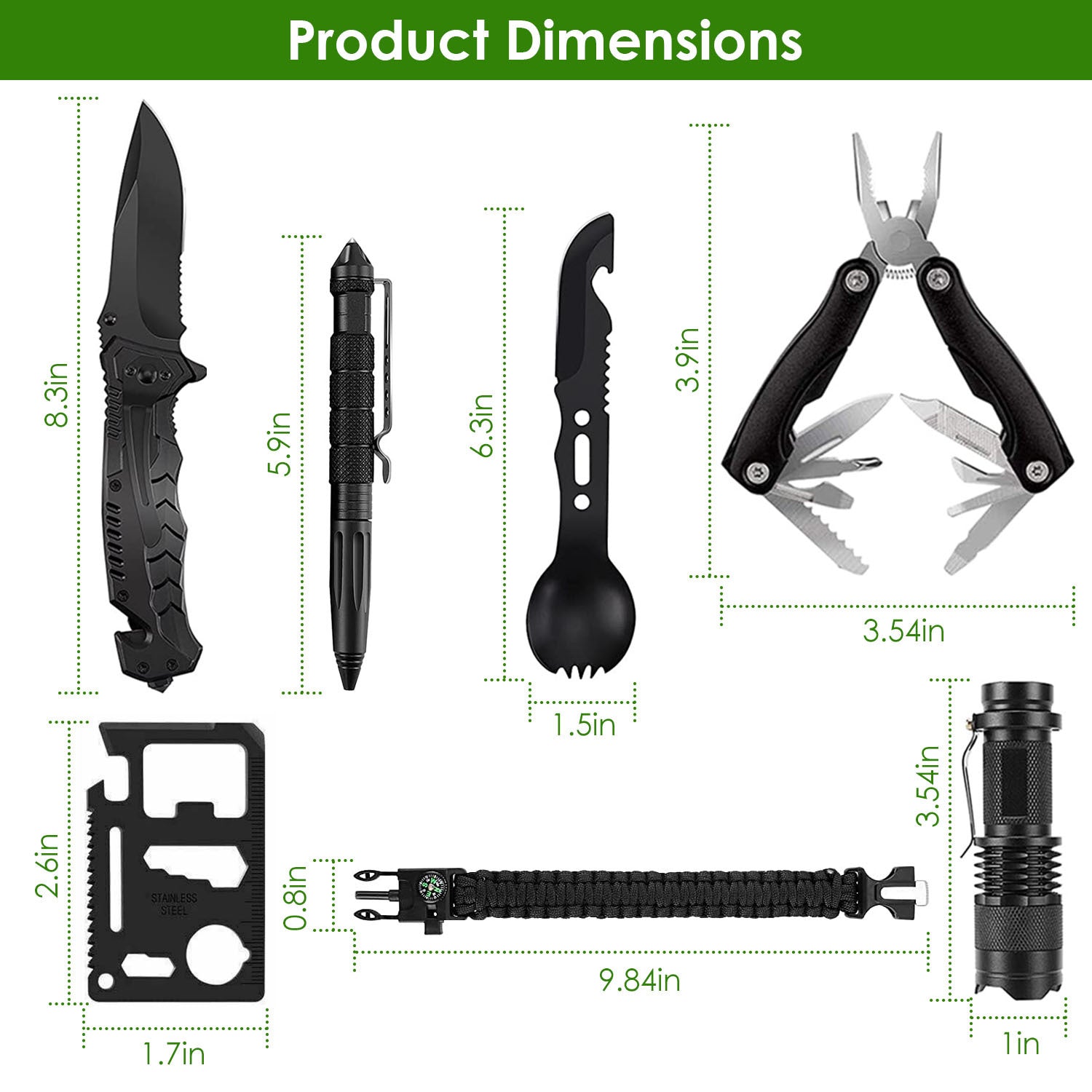 47Pcs Emergency Survival Kit Survival EDC Gear Equipment Tool First Aid Supplies Kit