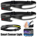 Headlamp USB Rechargeable LED  Waterproof, Motion Sensor Camping/Hiking Light