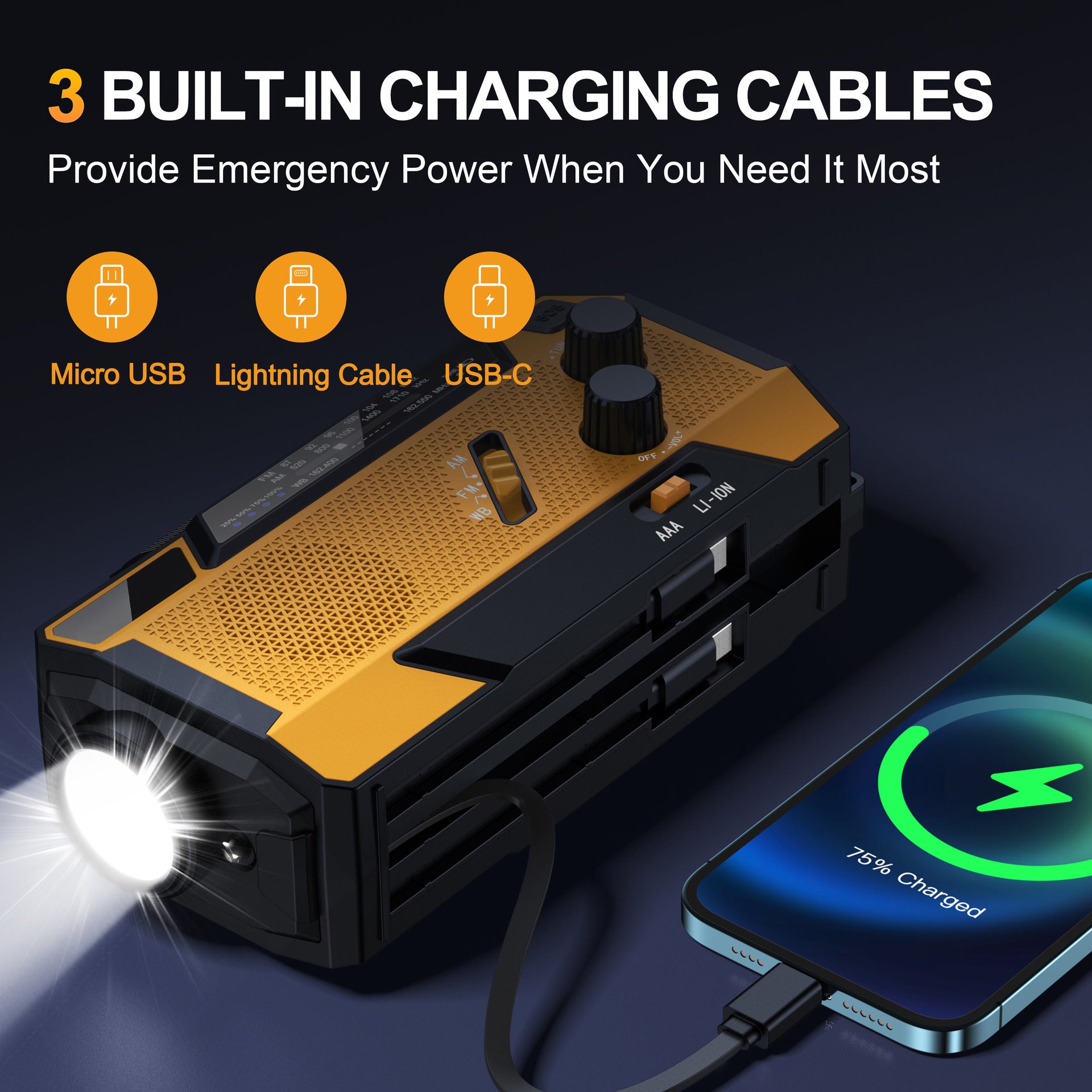 Solar Radio Torch Multifunctional Outdoor Emergency Hand Radio