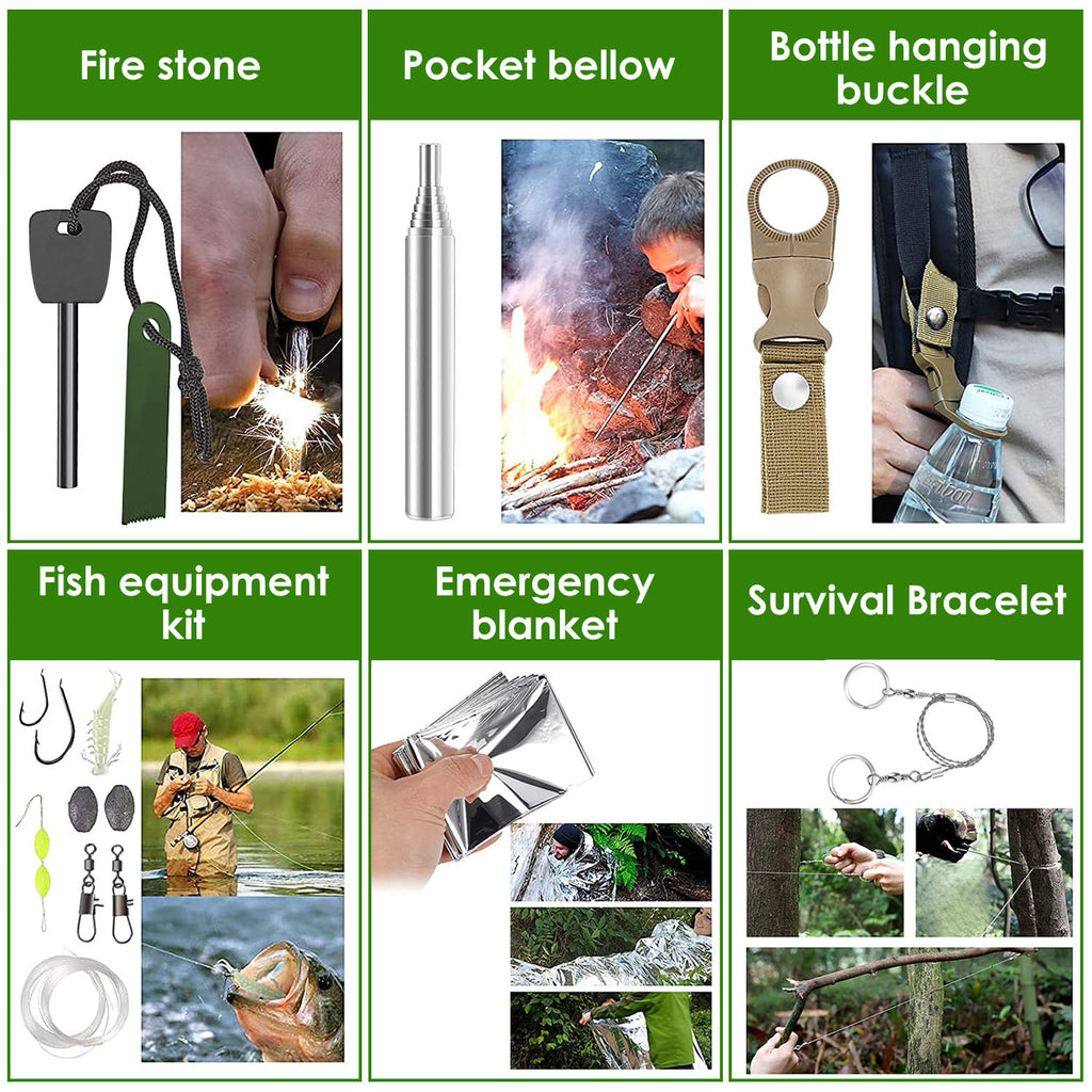 47Pcs Emergency Survival Kit Survival EDC Gear Equipment Tool First Aid Supplies Kit