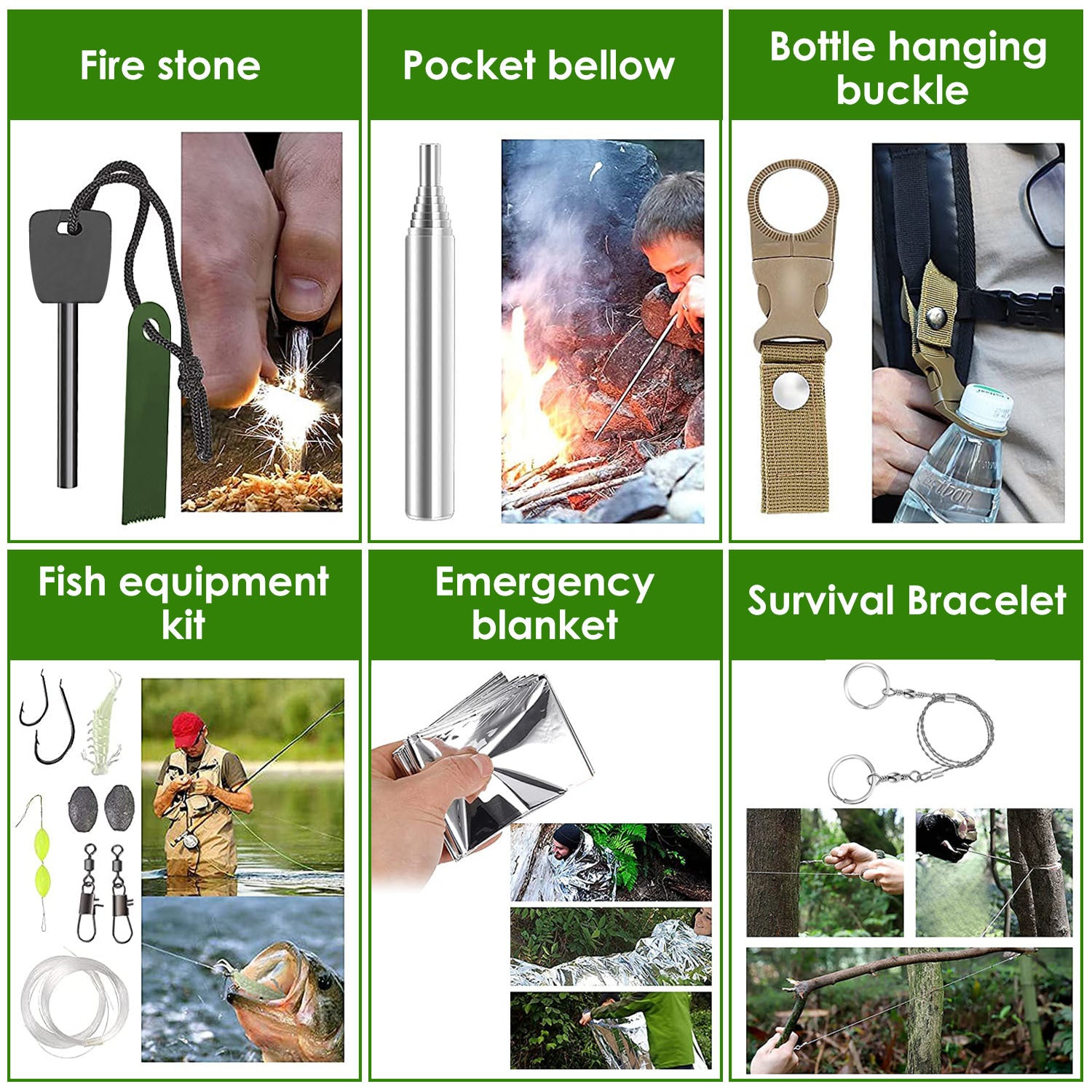 47Pcs Emergency Survival Kit Survival EDC Gear Equipment Tool First Aid Supplies Kit