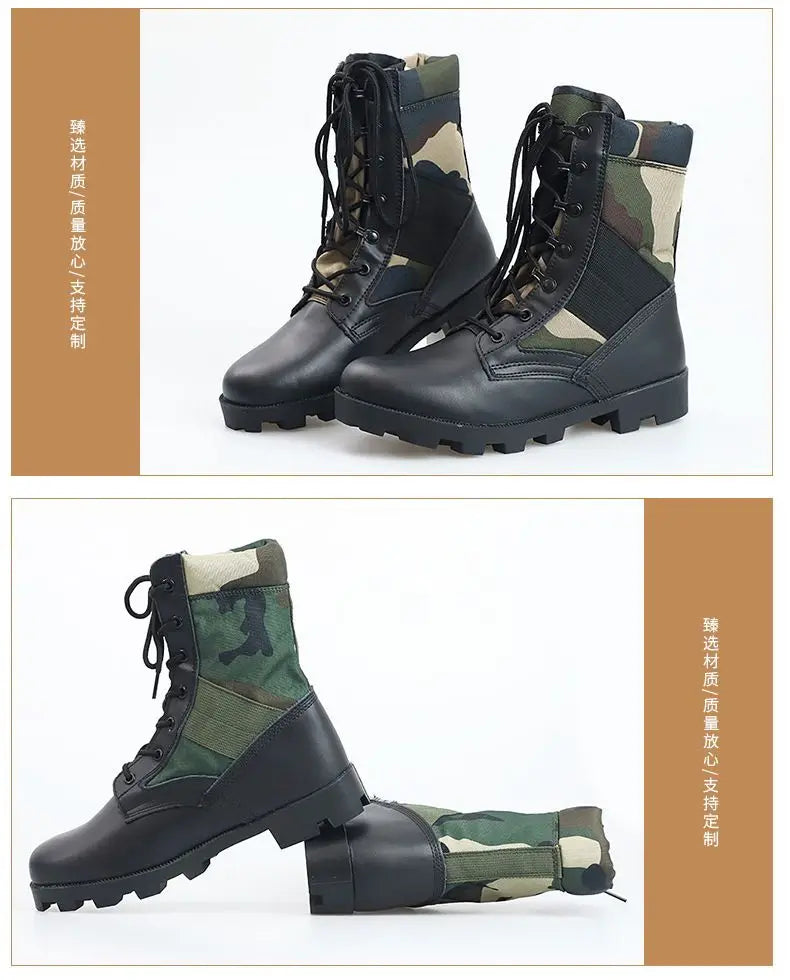 Men’s High-Top Tactical Boots – Leather & Nylon
