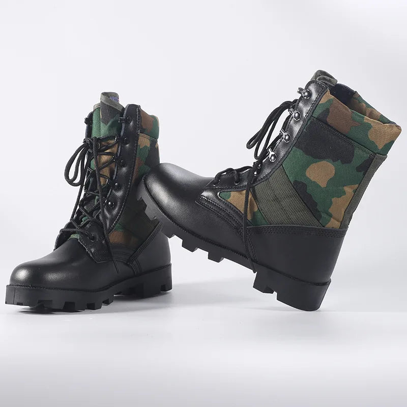 Men’s High-Top Tactical Boots – Leather & Nylon