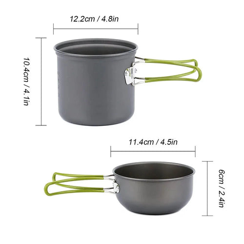 Camping Kochgeschirr-Set mit Kocher Outdoor Kochset Outdoor Topf Reisebesteck Küche Wandern Picknick BBQ