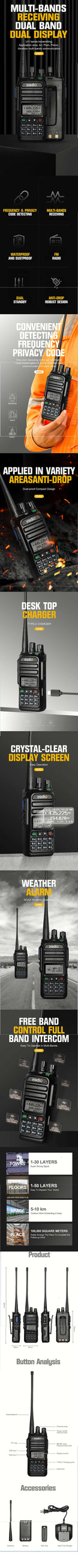 Full Band 136-520Mhz Handheld Ham Radio With AM/FCC/NOAA Functions For baofeng uv 5r quansheng dmr walkie  talkie