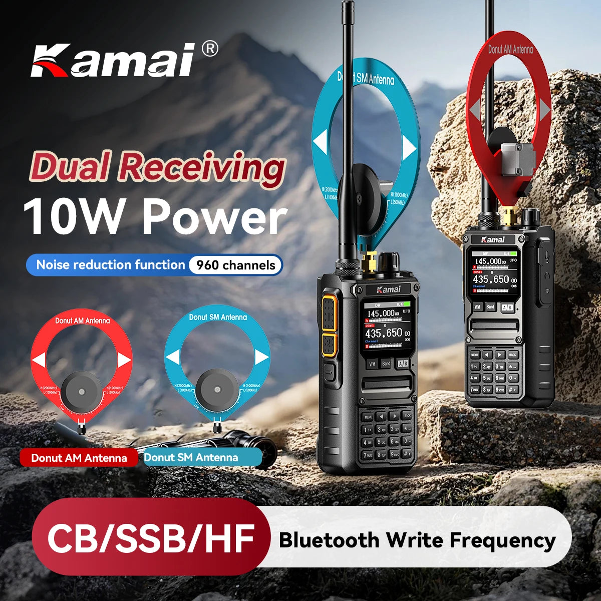 Ham Walkie Talkie intercom 10W Transceiver CB SSB HF Multi Band AM FM Amateur Portable Wireless Long Range Two Way Radio