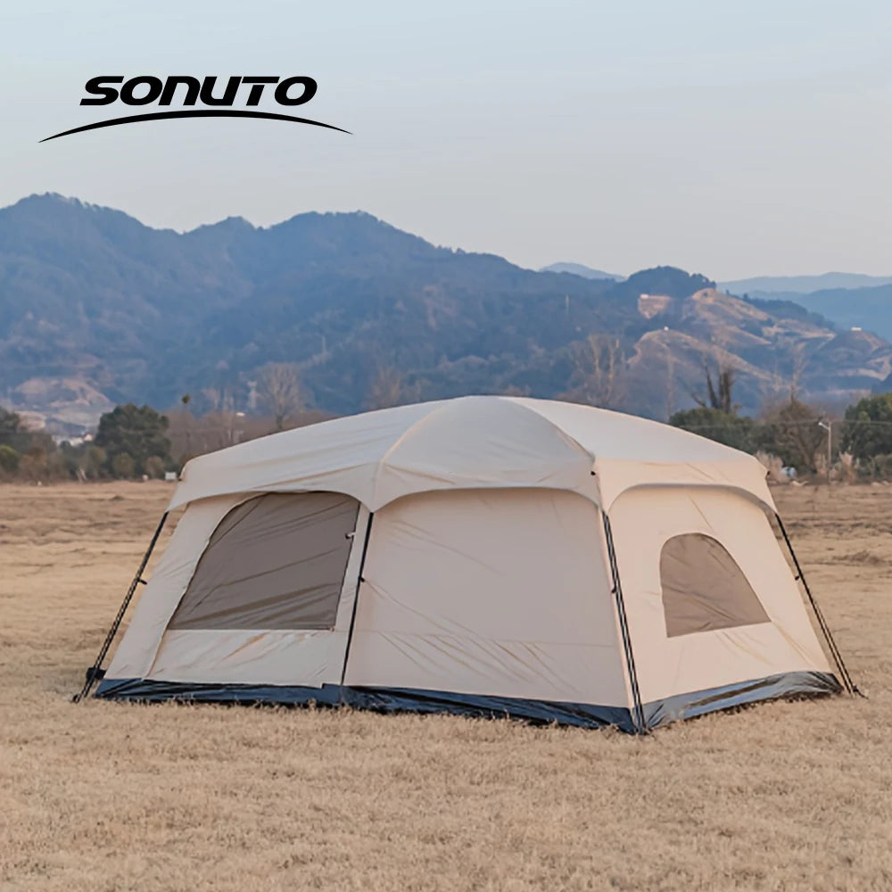 8-12 Personen Campingzelt 2 Zimmer Groß Wasserdicht Winddicht Outdoor Familienzelt mit Regenschutz Instant Kabinenzelte für Camping Strand