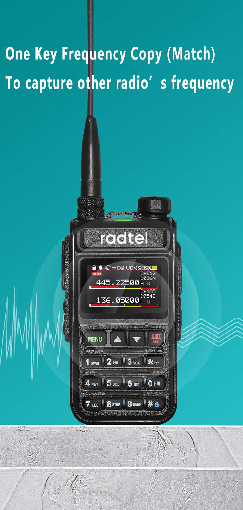 Radtel RT-890 NOAA Weather Channel 6 Band Ham  Amateur 2 Way Radio 999CH Walkie Talkie AM Air Aviation Band Color Scanner Marine
