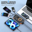 50000mAh Solar Power Bank Hand Crank Generator, Portable Outdoor Emergency Charger with 4 Built-in Cables, Dual LED Flashlight