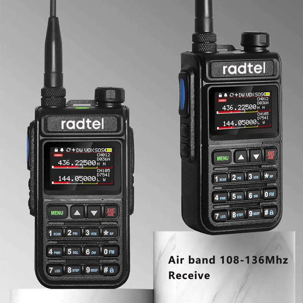 Radtel RT-890 NOAA Weather Channel 6 Band Ham  Amateur 2 Way Radio 999CH Walkie Talkie AM Air Aviation Band Color Scanner Marine