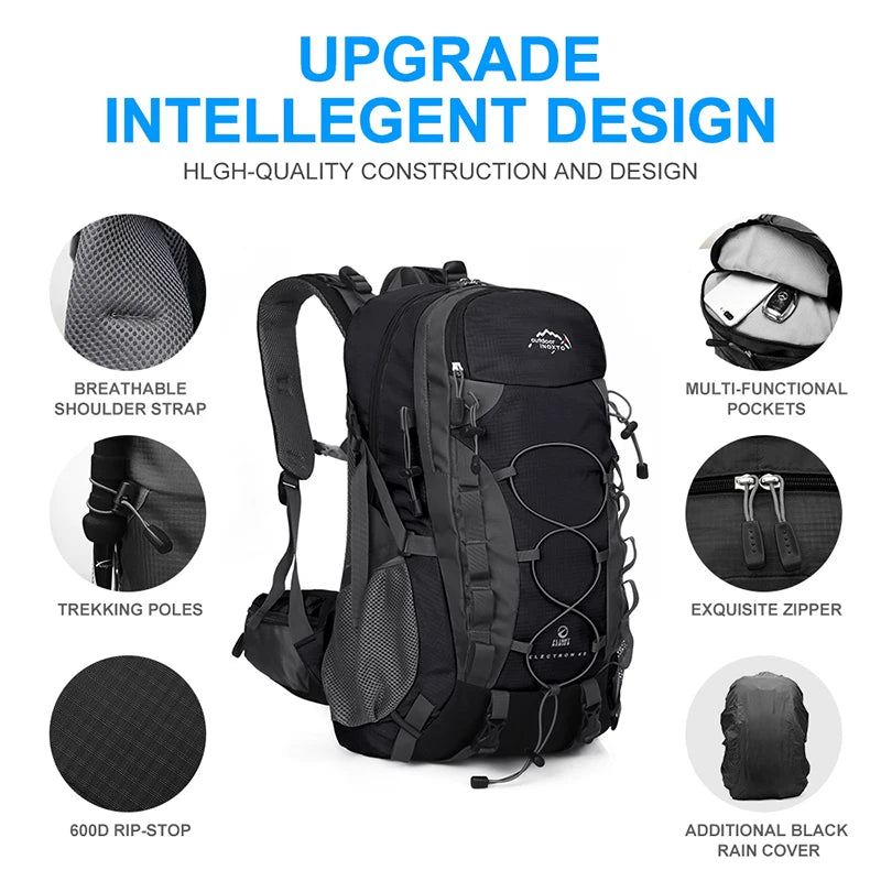 Robuster 40-Liter Trekkingrucksack – Ideal für Bergsteigen, Wandern und Camping – Herren-Taktikrucksack