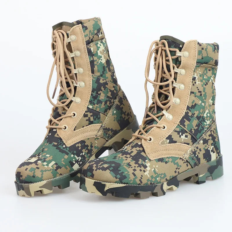 Men’s High-Top Tactical Boots – Leather & Nylon