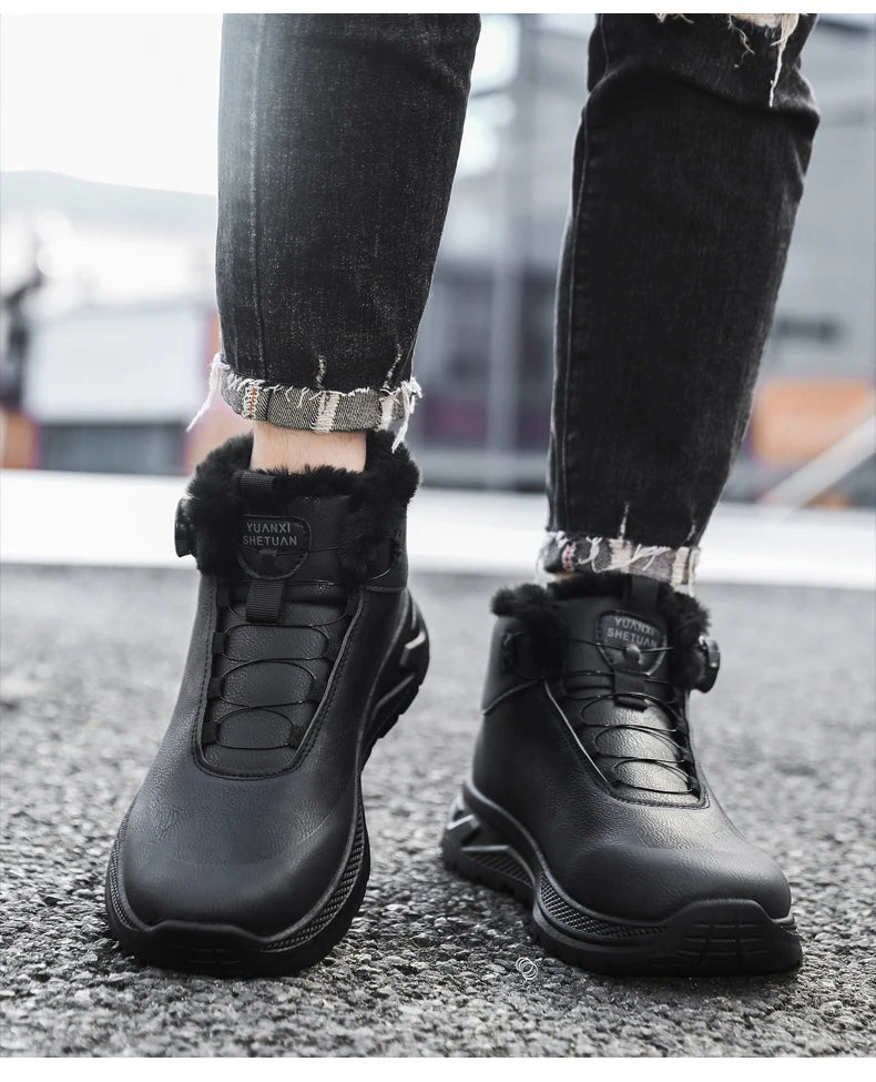 Men's Outdoor Hunting Boots, Hiking Shoes for Mountain Trekking and Off-Road with Fleece Lining for Warmth
