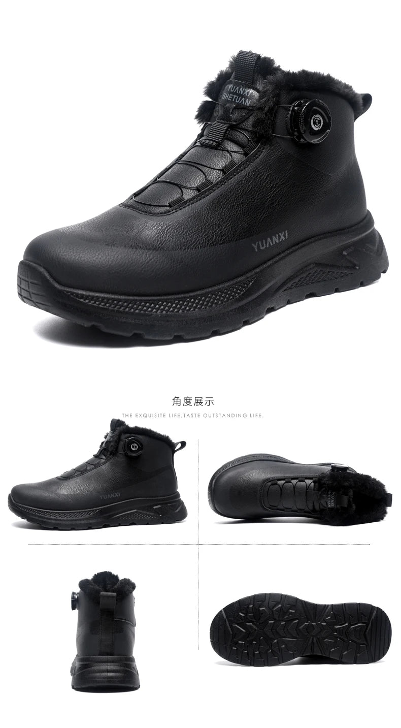 Men's Outdoor Hunting Boots, Hiking Shoes for Mountain Trekking and Off-Road with Fleece Lining for Warmth