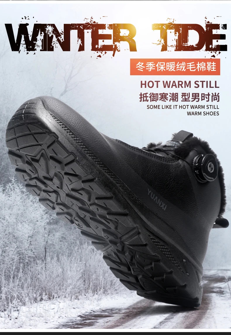 Men's Outdoor Hunting Boots, Hiking Shoes for Mountain Trekking and Off-Road with Fleece Lining for Warmth