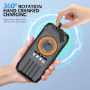 50000mAh Solar Power Bank Hand Crank Generator, Portable Outdoor Emergency Charger with 4 Built-in Cables, Dual LED Flashlight