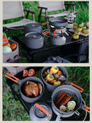 Outdoor Camping Cooker Pot Set Camping Meal Cooking Hot Pot Portable Equipment Kettle Single Pot