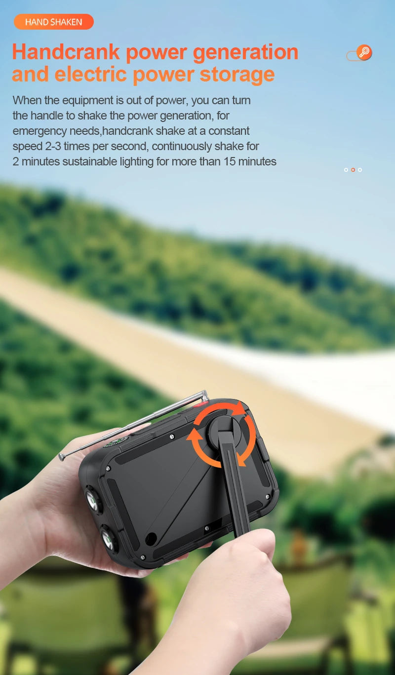 5000mAh Notfall Solar Powerbank Radio USB Lade Handkurbelradio FM AM WB NOAA Wetterradio mit LED Taschenlampe Powerbank