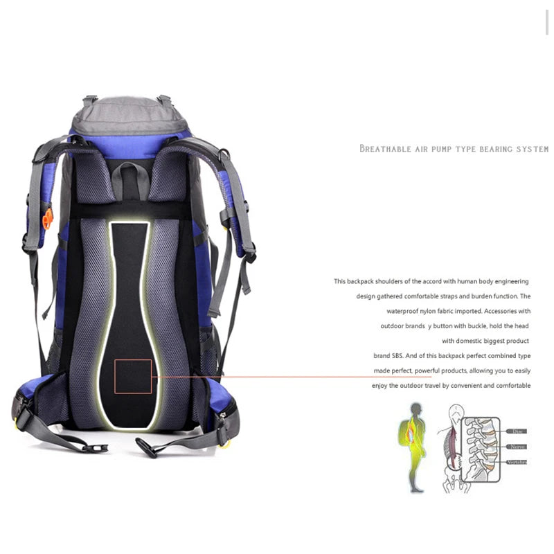 50L Nylon Hiking & Camping Backpack