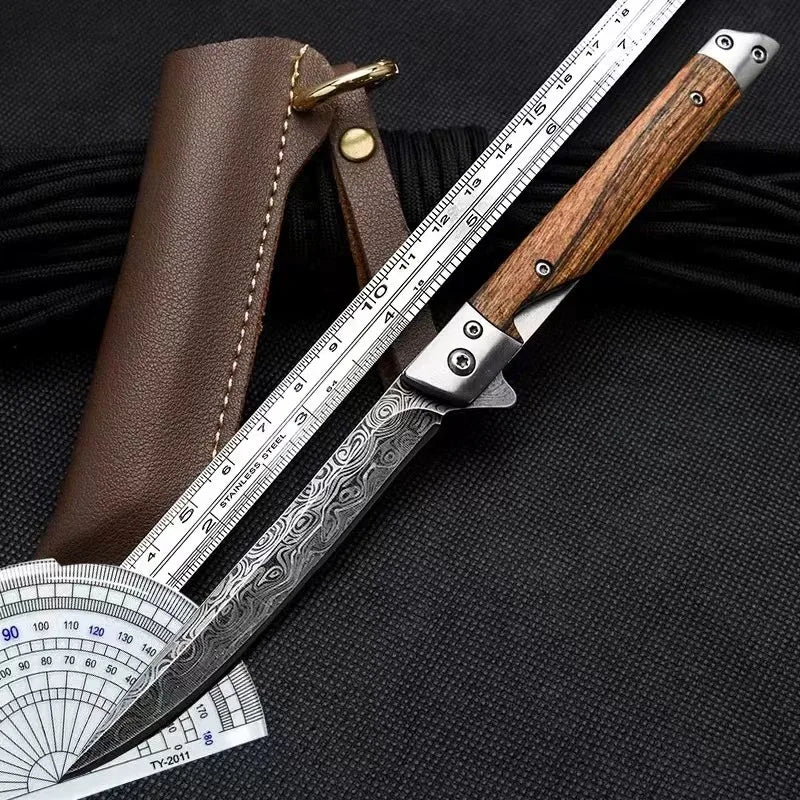 Outdoor camping often uses small knives, stainless steel knives, and high hardness Damascus pattern folding knives