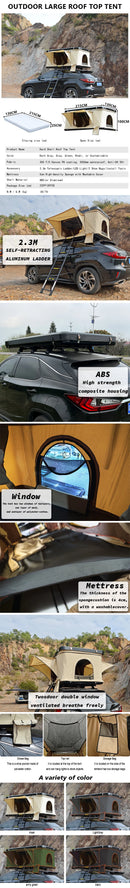 Camping ABS 2-4 Person Outdoor Hiking Rooftop Tent Roof Top Car Tent Triangle Hard Shell Top Roof Tent