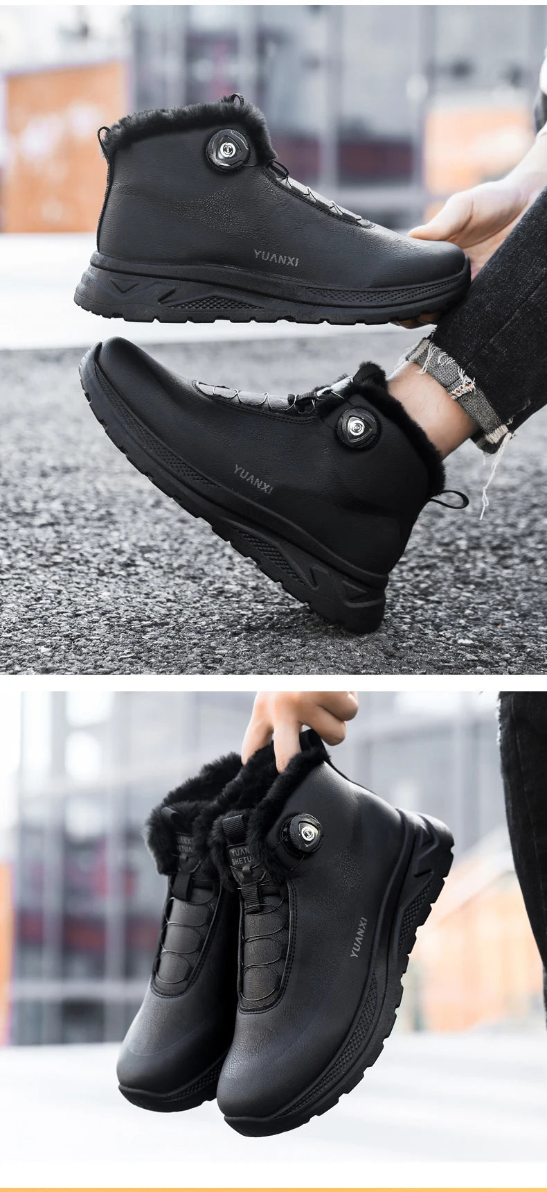 Men's Outdoor Hunting Boots, Hiking Shoes for Mountain Trekking and Off-Road with Fleece Lining for Warmth