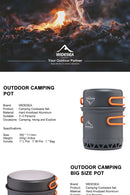 Outdoor Camping Pot 1.3L 2.3L Cookware Outdoor Cooking Kettle Set Heat Cooker Travel Tableware Tourist Kitchen Utensil Equipment