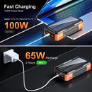 Solar Power Bank 73200mAh Hand Crank Charging with Cable 100W Fast Charge for Laptop Notebook External Battery for iPhone Xiaomi