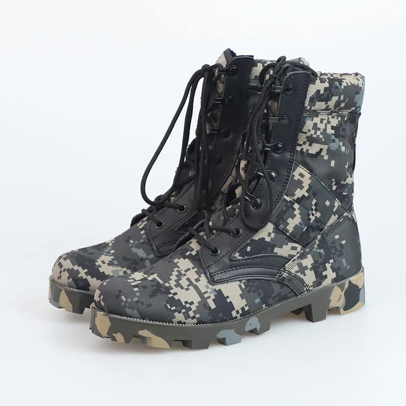 Men’s High-Top Tactical Boots – Leather & Nylon