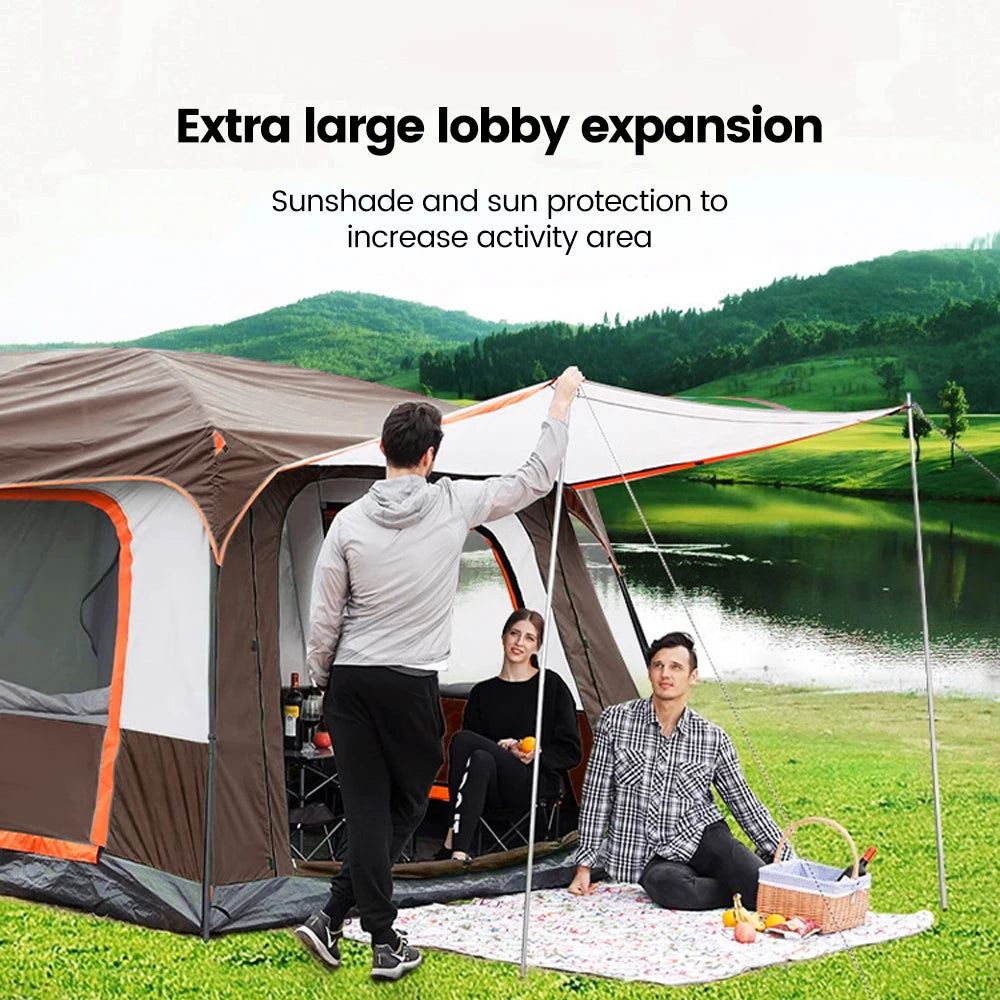 8-12 Personen Campingzelt 2 Zimmer Groß Wasserdicht Winddicht Outdoor Familienzelt mit Regenschutz Instant Kabinenzelte für Camping Strand