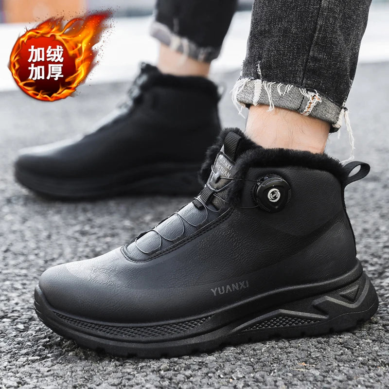 Men's Outdoor Hunting Boots, Hiking Shoes for Mountain Trekking and Off-Road with Fleece Lining for Warmth