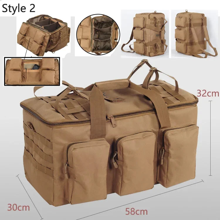 Convertible Nylon Duffel Backpack for Travel & Camping
