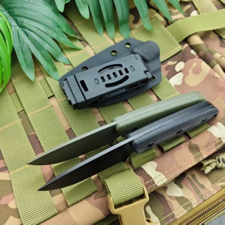Multipurpose Utility Camping Fishing Essential Straight Knife with K Sheath Ergonomic Design Portable Cutting EDC Outdoor Knives