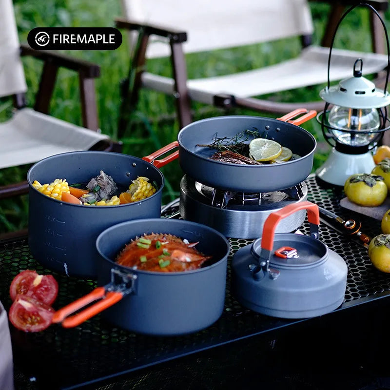 Outdoor Camping Kochtopfset Campingmahlzeit Kochtopf Tragbare Ausrüstung Wasserkocher Einzeltopf