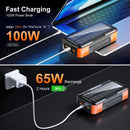Solar Power Bank 73200mAh Hand Crank Charging with Cable 100W Fast Charge for Laptop Notebook External Battery for iPhone Xiaomi