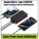 Solar Power Bank 50000mAH Folding Solar Panels 5V 2A USB Output Portable Outdoor Camping Sun Power For IPhone Android