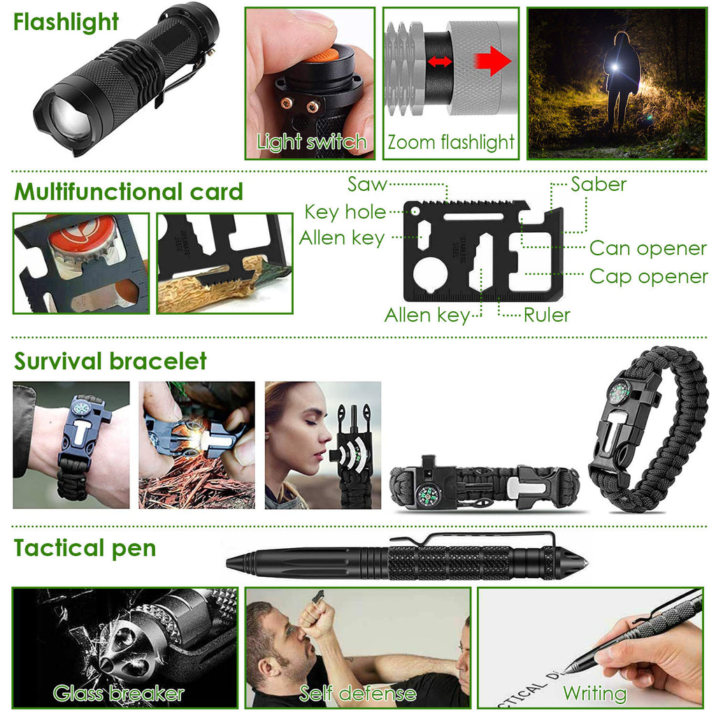47Pcs Emergency Survival Kit Survival EDC Gear Equipment Tool First Aid Supplies Kit