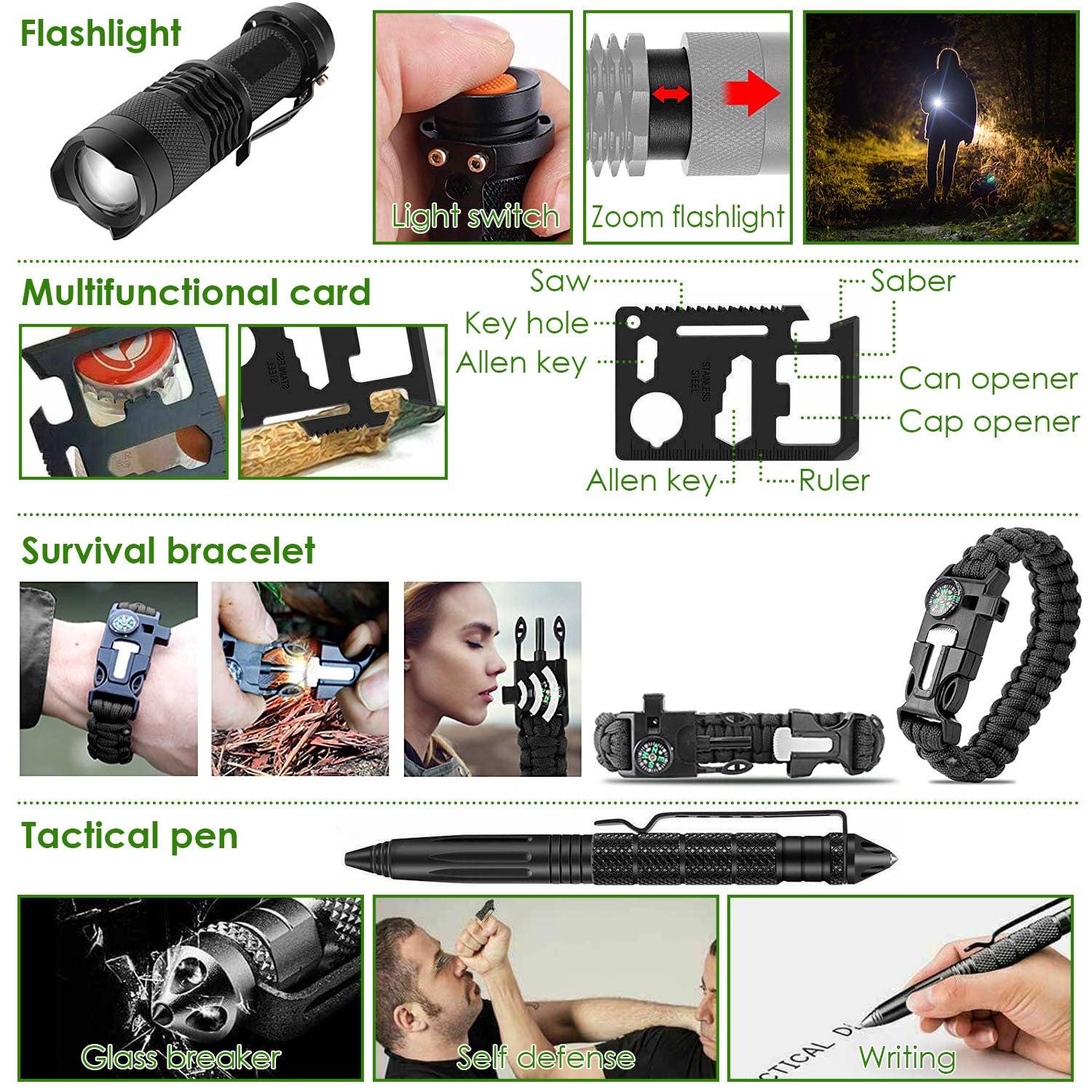 47Pcs Emergency Survival Kit Survival EDC Gear Equipment Tool First Aid Supplies Kit