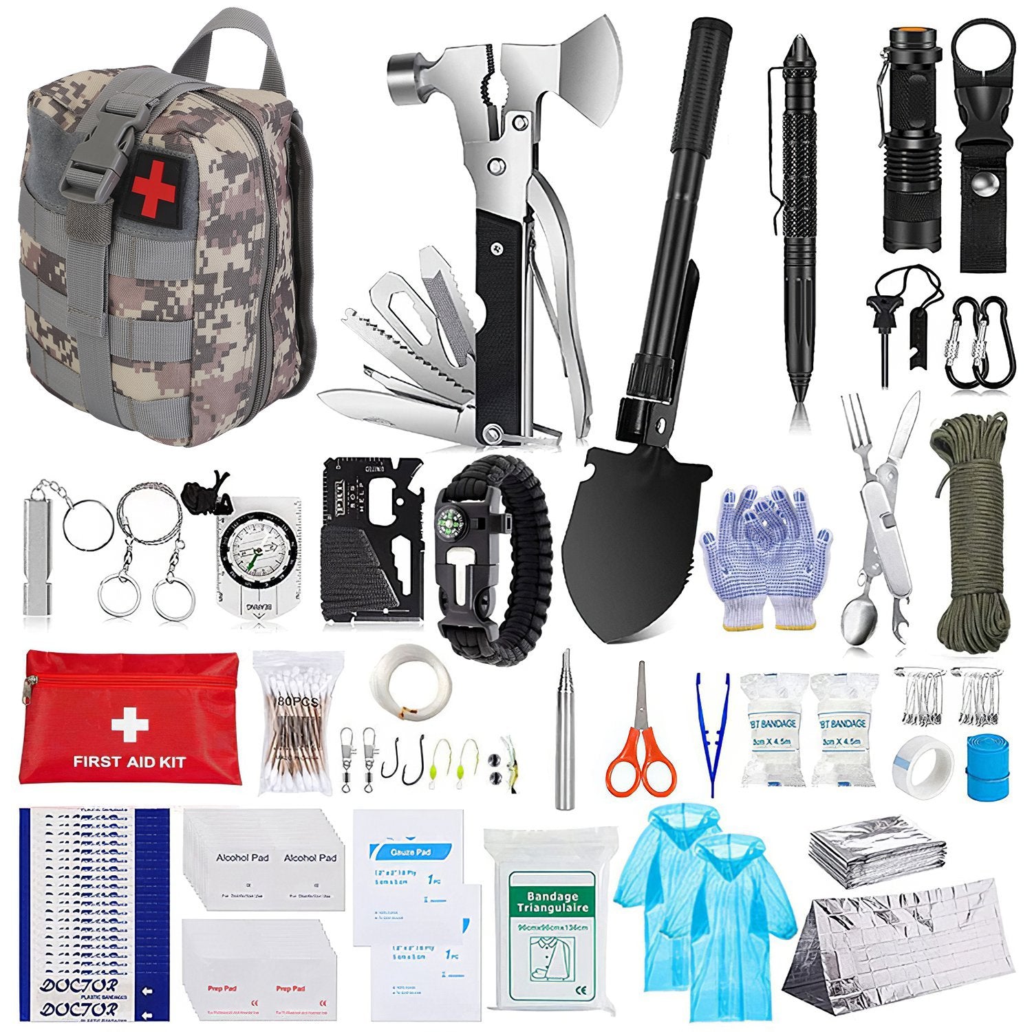 125Pcs Survival Kits Professional Emergency Survival Gear