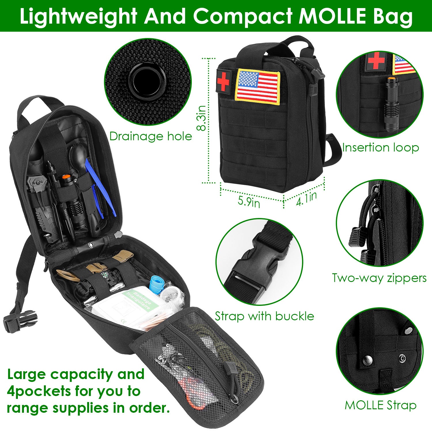 47Pcs Emergency Survival Kit Survival EDC Gear Equipment Tool First Aid Supplies Kit